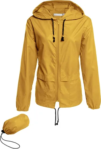 Vista 11 de Avoogue - Chaquetas de lluvia para mujer, diseño ligero, con capucha, para exteriores, impermeables, cortavientos Verde militar