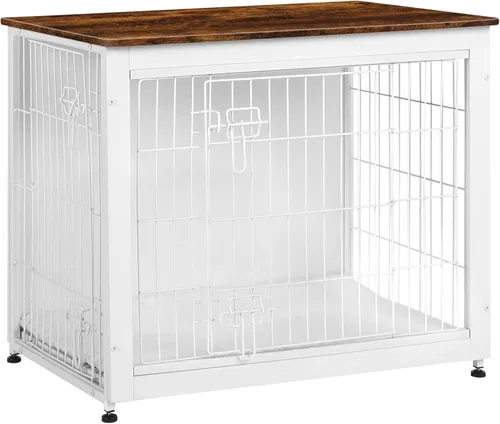 Vista 13 de DWANTON - Perrera con cojín, de madera, con puertas dobles, para interiores, S, M, L, 27.2 pulgadas de largo, negro