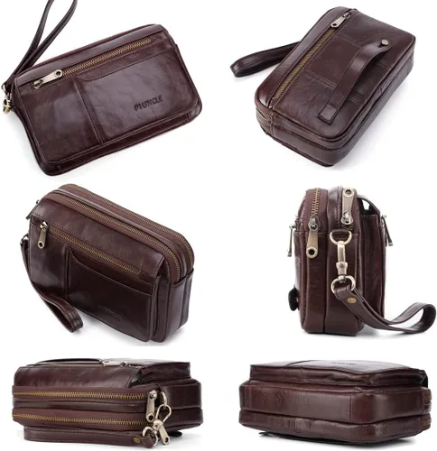 Vista 3 de KPYWZER Bolso de mano de cuero para hombre