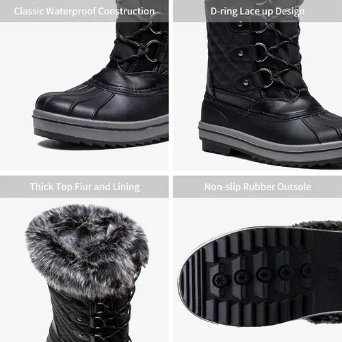 Vista 5 de Vepose Botas de nieve de invierno 974A para mujer, impermeables, cómodas, de media pantorrilla, para invierno