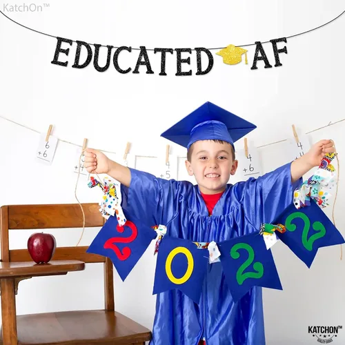 Vista 9 de KatchOn, Cartel AF educativo negro con purpurina – 10 pies, NO DIY Cartel de graduación 2025, decoraciones de fiesta de graduación 2025