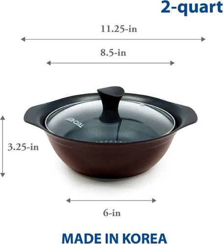 Vista 4 de TECHEF - Colección Blooming Flower/Olla de sopa con tapa de vidrio (2 cuartos de galón)