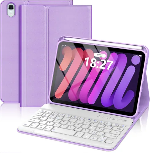 Vista 10 de Funda con teclado para iPad mini, teclado Bluetooth inalámbrico desmontable delgado con folio inteligente para Apple iPad mini 5 2019/iPad Mini 1 2