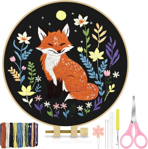 Vista 15 de TINDTOP Kit de Bordado para Principiantes Adultos, Kit de Bordado de Pájaros para Principiantes, Incluye Tela de Bordado Aros Hilos para Amantes