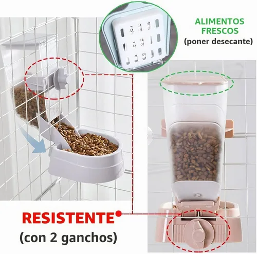 Vista 6 de Oncpcare Dispensador Automático de Alimentos para Conejos de 1L, Cuencos de Alimentos y Agua para Conejos, Comedero Pequeño para Mascotas con Tapa