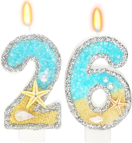 Vista 51 de Vela número 1 de estrella de mar de playa para decoración de pastel Plata