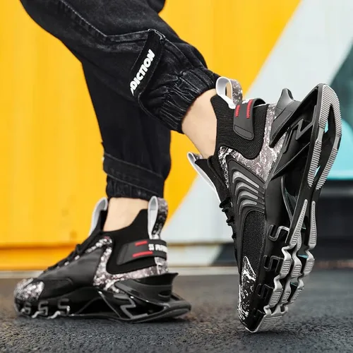 Vista 6 de Zapatos deportivos para hombre, zapatos para correr, para hombre, para correr, a la moda, atlético, baloncesto, caminar, casual, senderismo, negro
