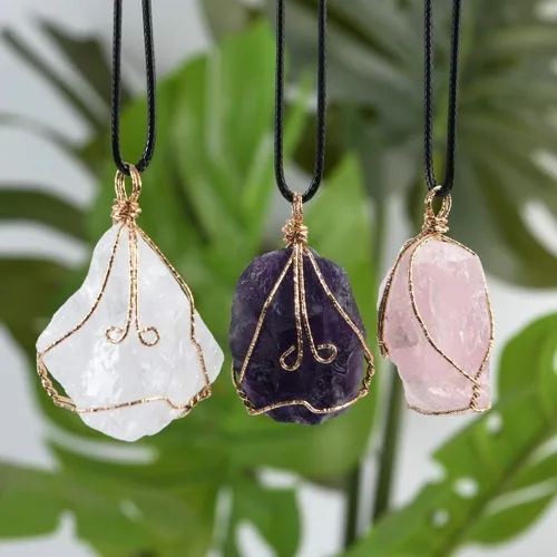 Vista 4 de YGLINE Collar de cristal curativo con piedra natural para mujer