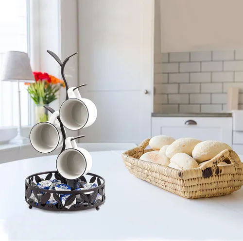Vista 2 de Soporte para tazas, árbol de taza de encimera, tazas de café y tazas de té, estante de almacenamiento para tazas de café y tazas de té con área