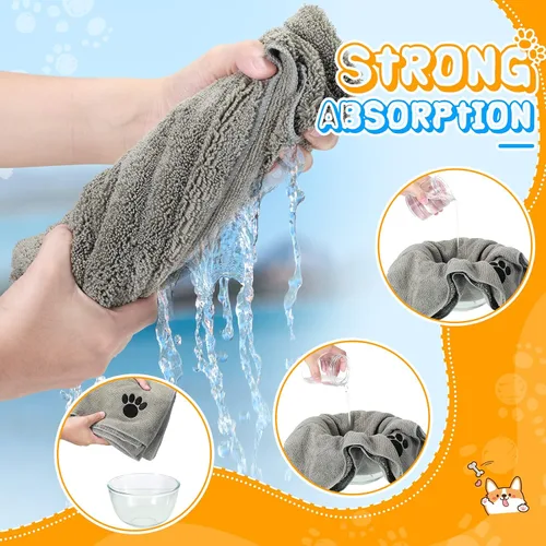 Vista 4 de Chumia Paquete de 4 toallas para perros para secar el aseo de mascotas, absorbentes, de microfibra suave, de secado rápido, para invierno, grandes