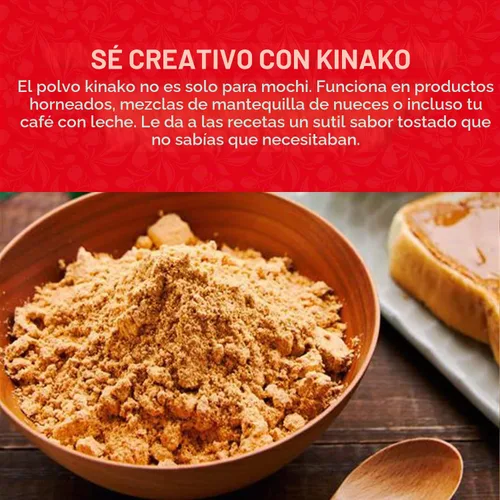 Vista 4 de Kinako (harina de poroto de soja tostada) de Shirakiku, 5 oz.
