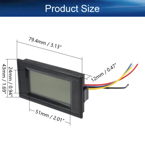 Vista 9 de Heyiarbeit Voltímetro DC YB5135D dígito texto negro LED Voltímetro digital Voltímetro 4 cables Conexiones para medición de voltaje CC 1 unids