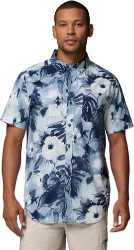 Vista 4 de Columbia - Camisa de manga corta para hombre Rapid Rivers con estampado, con cómodo elástico Colegial Navy Outback
