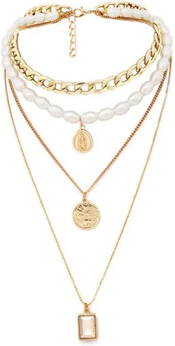 Vista 3 de Colgante de moneda de 2022 para mujer, collar de perlas y colgantes