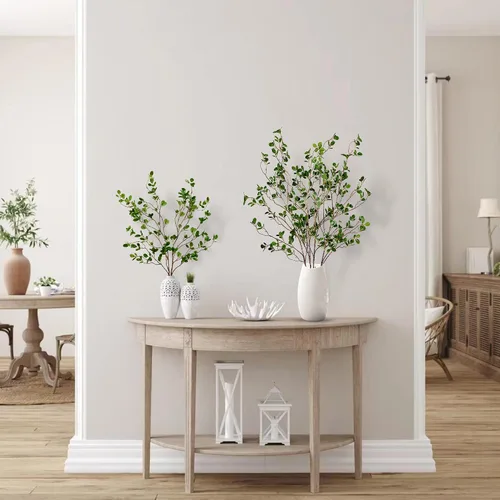 Vista 2 de Sggvecsy 43'' 2 Piezas Ramas de Ficus Artificiales Spray de Hojas Falsas Ramas de Eucalipto Verde Tallos de Vegetación Artificial Plantas de Ramitas