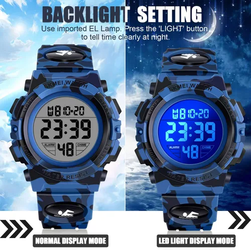Vista 5 de Reloj digital deportivo impermeable LED 50M para niños, regalos para niños