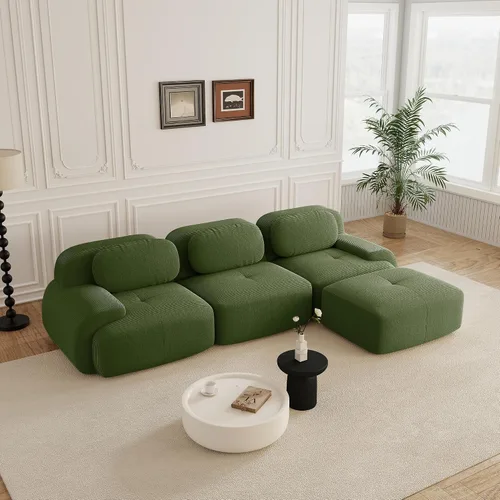 Vista 61 de Sofás modulares sin hueso de 152.8 pulgadas para sala de estar, sofá modular con diván en forma de L, cómodo asiento profundo tapizado de tela