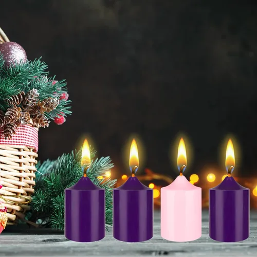 Vista 6 de Mega Candles Juego de 4 piezas de velas de Adviento de Navidad sin perfume, vertidas a mano de cera premium con parte superior en forma de campana