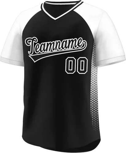 Vista 18 de Camiseta de béisbol personalizada con cuello en V para hombres, mujeres y jóvenes, camisetas de béisbol personalizadas con costuras o estampadas