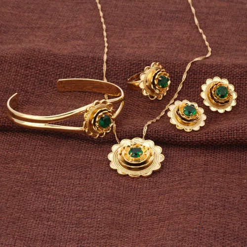 Vista 2 de 2016 nuevo oro etíope conjunto joyería colgante collar brazalete pendientes anillo