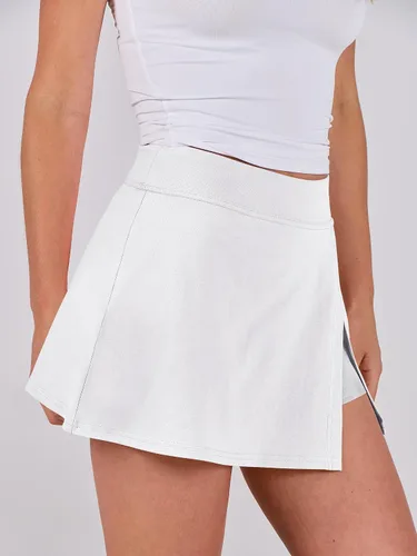 Vista 3 de ANRABESS Pantalones cortos interiores ajustados de cintura alta para mujer, minifalda, para verano, atlético, tenis, entrenamiento, pantalones cortos