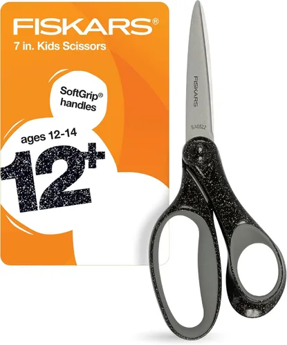 Vista 15 de Fiskars SoftGrip Tijeras con purpurina para estudiantes de 7 pulgadas para niños mayores de 12 años, tijeras para la escuela o manualidades