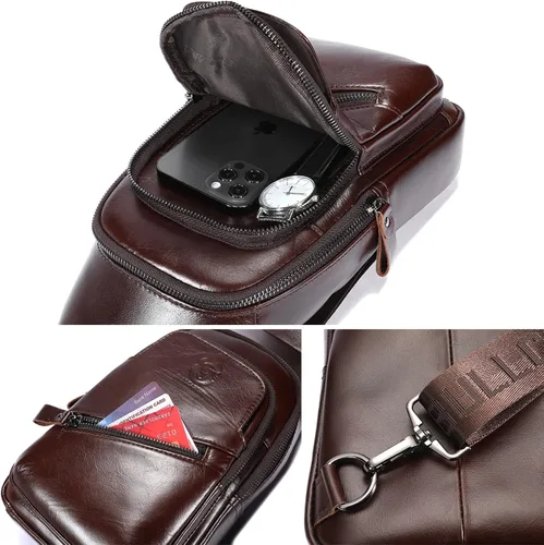 Vista 128 de LUKZIJAES Bolso bandolera de cuero genuino para hombre