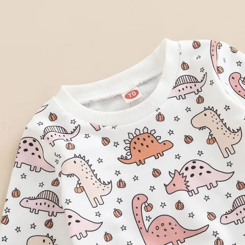 Vista 3 de Ropa para bebé recién nacido traje de flores de otoño e invierno manga larga sudadera con cuello redondo conjunto de pantalones