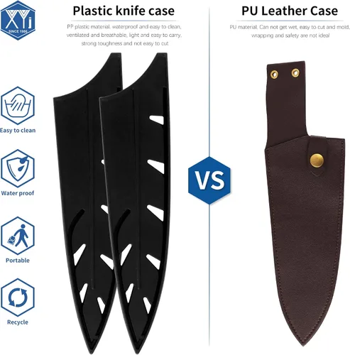 Vista 5 de XYJ Juego de 2 fundas de cuchillos de seguridad, protectores de bordes, funda universal para cuchillos, cortes, funda de cuchillo de chef, protector