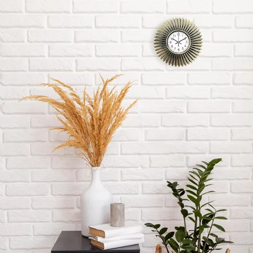 Vista 4 de Reloj de pared pequeño que funciona con pilas, reloj de pared analógico de 10 pulgadas, reloj de pared decorativo con forma de explosión