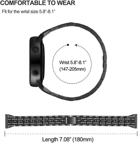 Vista 6 de Correa compatible con Samsung Galaxy Watch 6/6 Classic/Galaxy Watch 5/5 Pro / 4/4 Classic/Active 2, correa de repuesto de metal de acero