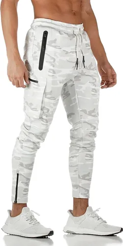 Vista 2 de MECH-ENG Pantalones deportivos para hombre Active Tack Jogger Fitness Pantalones ajustados con bolsillos con cremallera