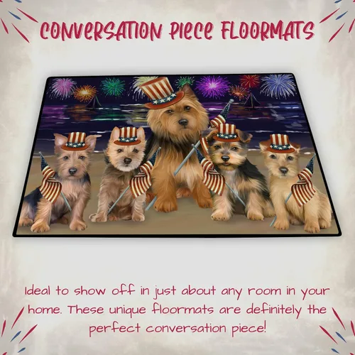 Vista 4 de Doggie of the Day Australian Terrier Dogs Floor Mat - 4th of July Independence Day - Best Dog Doormat - Protector Decor - Unique Portrait Art