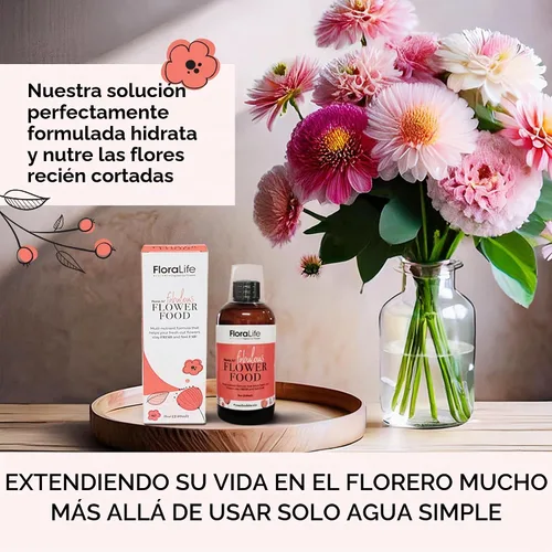 Vista 3 de FloraLife - Alimento de flores recién cortadas, líquido, multinutrientes e hidratación, 8 onzas