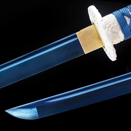 Vista 5 de Wuton Espada Katana real afilada 1060 de acero de alto carbono, espada samurái real de espiga completa lista para batalla, espadas samuráis