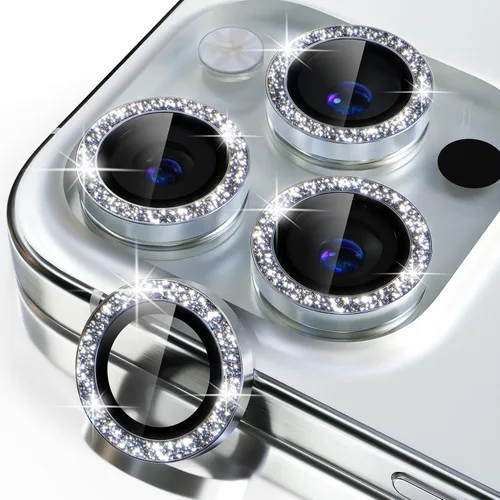 Vista 45 de Misea Compatible con iPhone 16 Pro/iPhone 16 Pro Max, protector de lente de cámara de vidrio templado Ultra-HD, protector de pantalla de anillo Negro