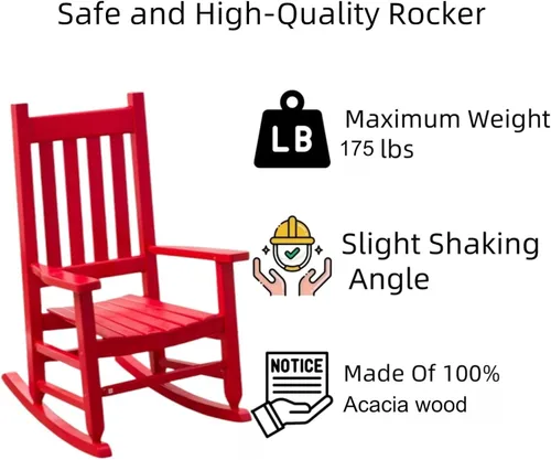 Vista 3 de Juego de 2 mecedoras para niños pequeños, de madera, cómodas, muebles para guardería, dormitorio, sala de estar, sala de lectura al aire libre, de 6