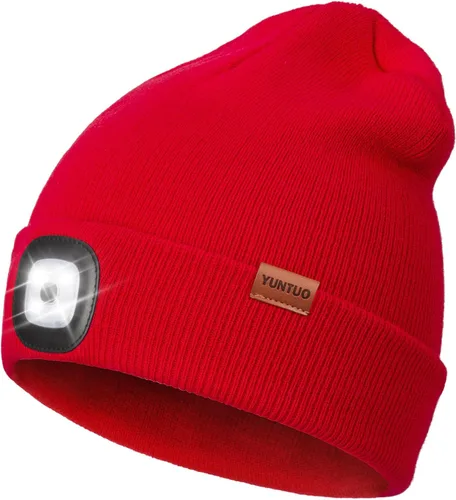 Vista 8 de Gorro LED con la luz, unisex, linterna frontal recargable por USB, gorro de punto de invierno, regalos para hombres, papá, esposo, él Azul Oscuro