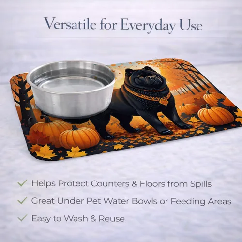 Vista 5 de Caroline's Treasures DAC1036DDM - Tapete de secado de platos negro Chow Chow Fall absorbente para secado de platos para encimera de cocina, tapete