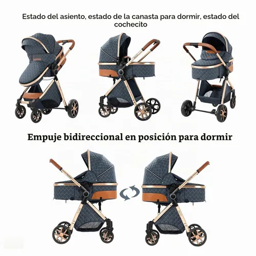 Vista 9 de Cochecito de bebé: moisés reversible de tamaño completo y asiento para niños pequeños, diseño plegable con toldo UPF 50+, protector de insectos