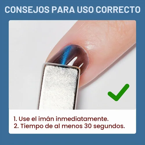 Vista 2 de Esmalte de uñas magnético de secado rápido, color negro y azul Negro azul
