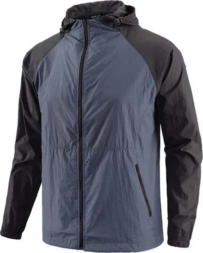 Vista 3 de DESPLATO Chaqueta de lluvia con capucha Anorak con capucha y resistente al agua para hombre