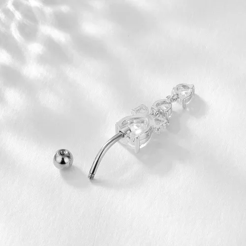 Vista 4 de NASAMA Piercing de ombligo de acero inoxidable 14G para mujer, joyería de piercing para el ombligo CZ