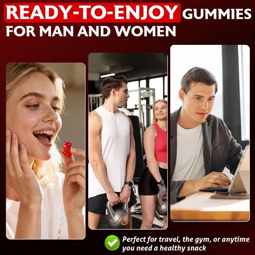 Vista 7 de Gomitas de monohidrato de creatina para mujeres y hombres, taurina y B6, gomitas masticables de creatina preentrenamiento para máxima fuerza