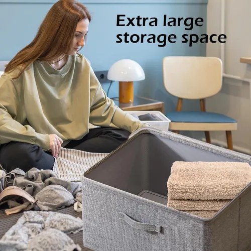 Vista 6 de Contenedores de almacenamiento plegables para organización del hogar, cajas organizadoras plegables de tela impermeable [3 unidades], 15.75 x 11.81