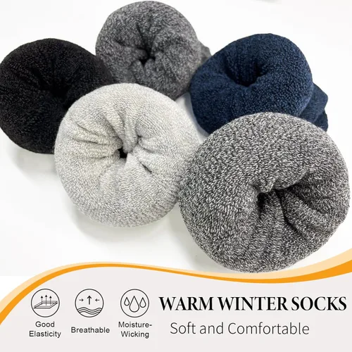 Vista 2 de VoJoPi Wool Socks Mens 5 Pairs Thermal Warm Winter Socks for Men Super Soft Cozy Boot Socks for Cold Weather