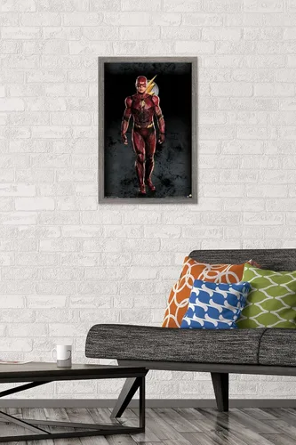 Vista 2 de Trends International Película de DC Comics - Liga de la Justicia - Póster de pared The Flash, 14.725 x 22.375 pulgadas, versión enmarcada de madera