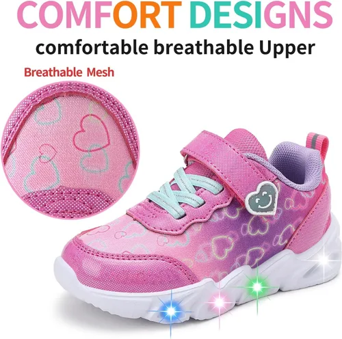 Vista 5 de Zapatos con luz LED para niños pequeños, ligeros, transpirables, correa ajustable para niños pequeños