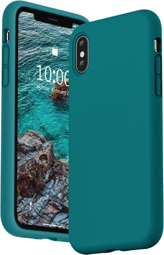 Vista 9 de SURPHY Diseñada para iPhone Xs y iPhone X con forro de microfibra, funda gruesa de silicona líquida para iPhone X XS de 5.8 pulgadas, color rosa bebé