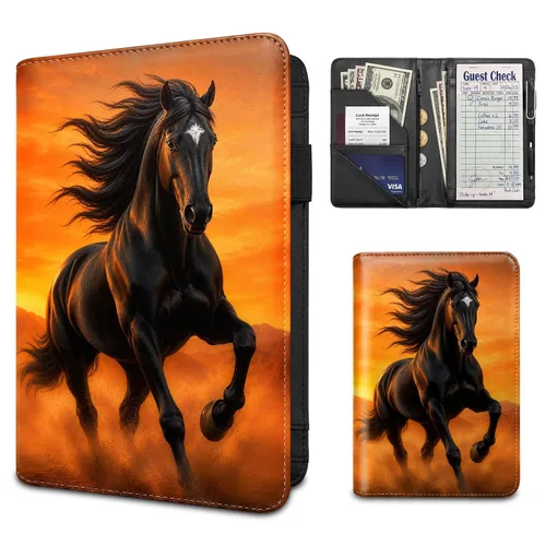 Vista 32 de Server Book for Waitress,Waiter Book with Zipper Pocket,PU Leather Waitstaff Organizer Wallet with 7 Pockets,Guest Check & Money Holder,Fits Server